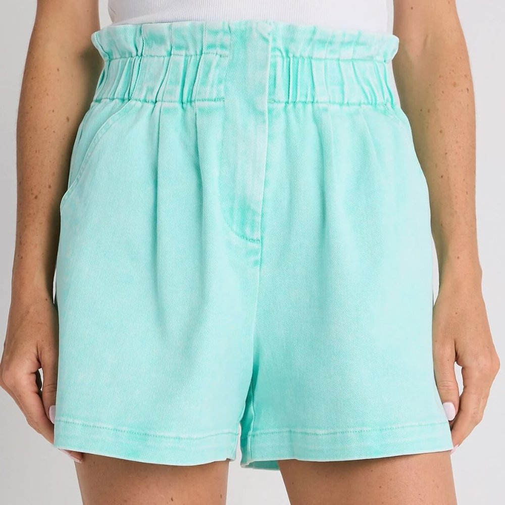 NWT Skies Are Blue Paperbag Denim Shorts Mint Size Small